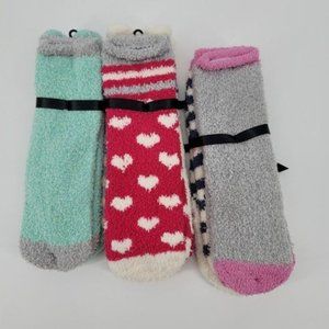Free Press Striped Snowflake Holiday Fuzzy Cozy Socks One Size